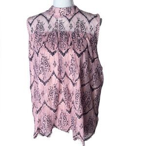 Shannon Ford New York Womens 2XL Rose Black Lace High Neck Blouse